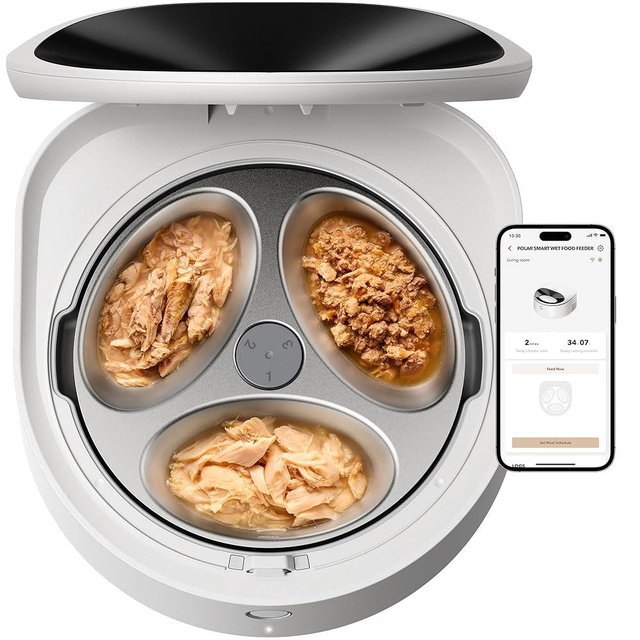 PETLIBRO Automatic Wet Cat Feeder with Refrigeration 2026 New Verision, App-Controlled Cat Food Dispenser with Semiconductor Cooling, 3 Fresh Meals for 3 Days, Stainless Steel Bowl，White