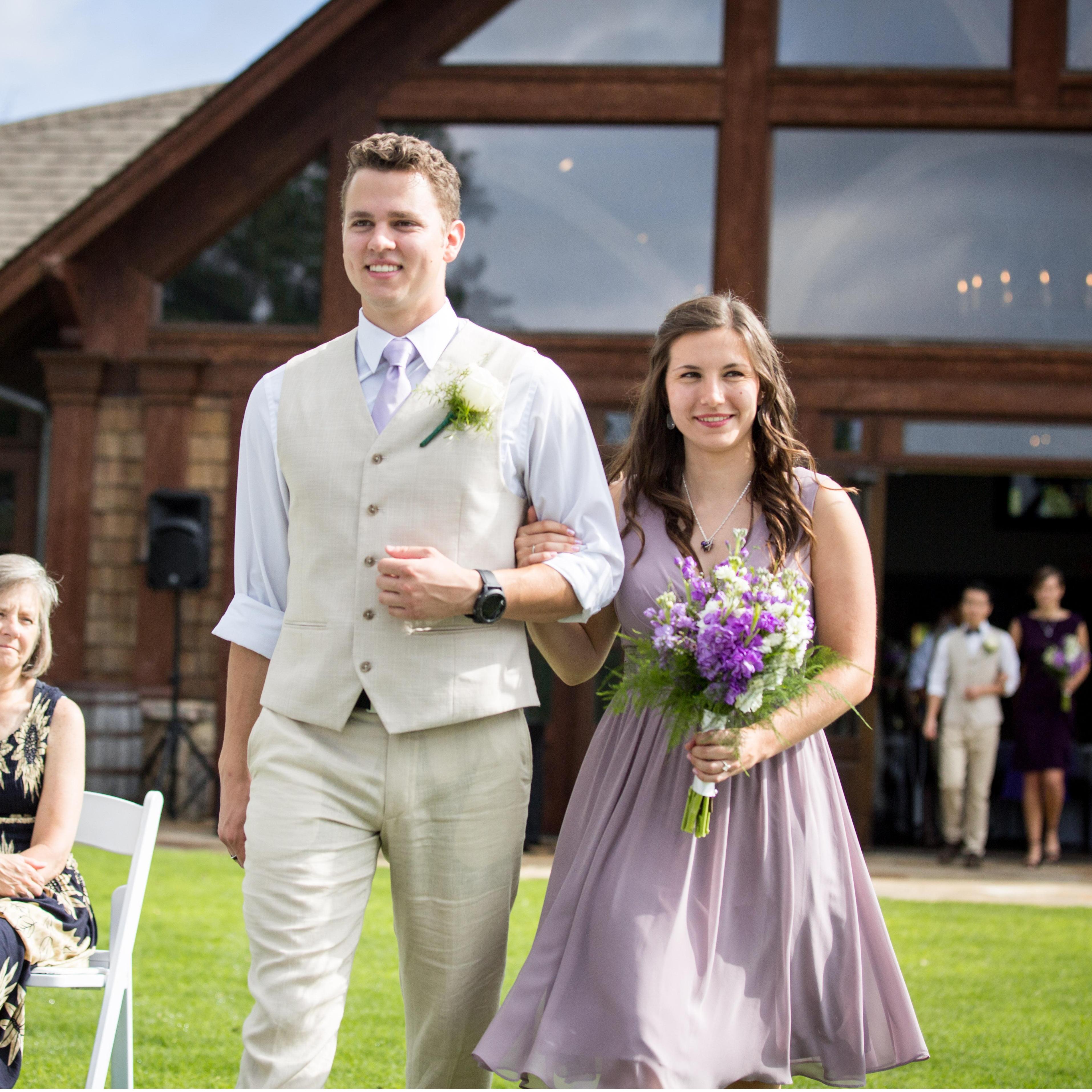 Our first trip down the aisle, as a groomsman and bridesmaid at Jessalyn and Austin's wedding!