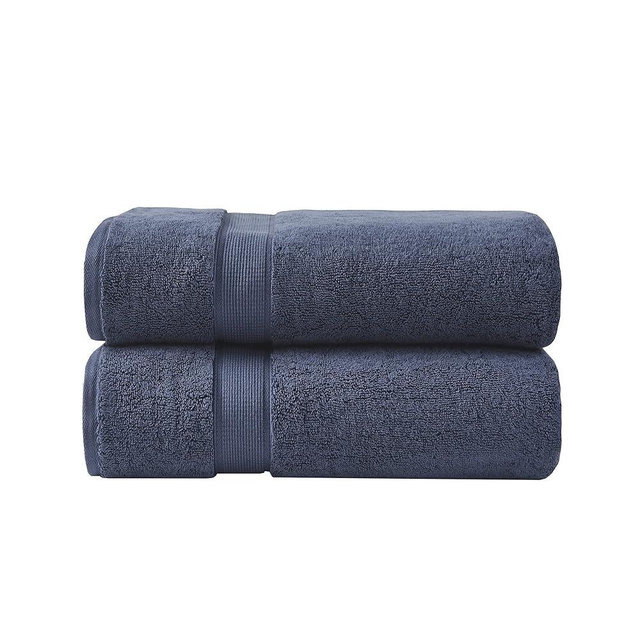 Madison Park Signature 800GSM 100% Cotton Luxurious Bath Towel Set Highly Absorbent, Quick Dry, Hotel & Spa Quality for Bathroom, Bath Sheet 34" x 68", Slate Blue 2 Piece