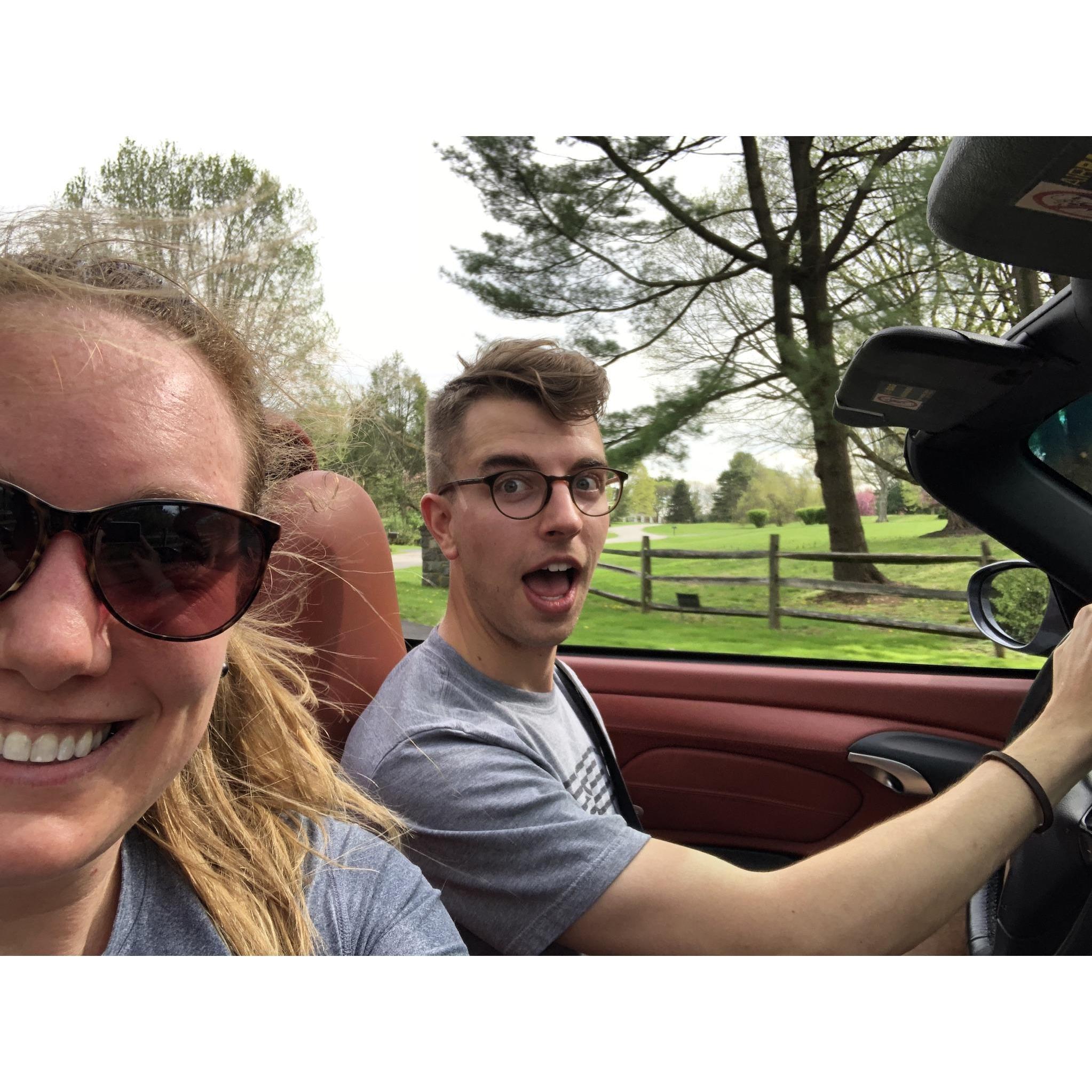 Driving the convertible around Delaware.