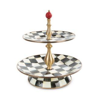 Mackenzie-Childs Courtly Check Enamel Two-Tier Sweet Stand