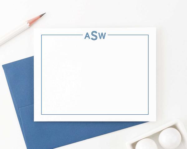 Personalized Bordered Monogrammed Note Cards for Adults
