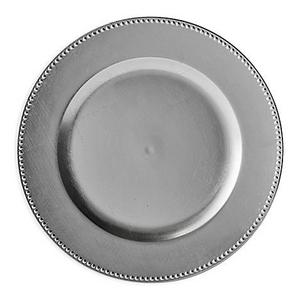 Beaded Charger Plates in Silver (Set of 6)