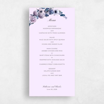 Violet, Purple Wedding Menu - Napa