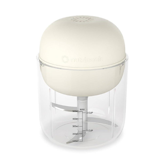 Nutricook Choppi Cordless Electric Vegetable Chopper & Mini Food Processor for Dicing, Shredding, Mincing, and Puree, Portable and Rechargeable, 2-Cup, 500 mL, 4000 mAh Battery, Desert Sand
