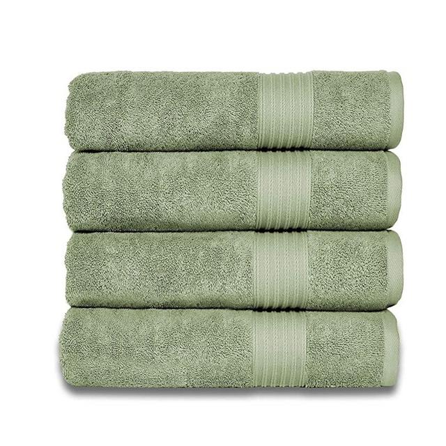 PESHKUL Premium Luxury Collection Turkish Bath Towels 100% Cotton 27x54 | Set of 4 Soft Bath Towels for Bathrooms | Super Absorbent | Eco-Friendly Hotel and Spa Quality | (Sage Green)