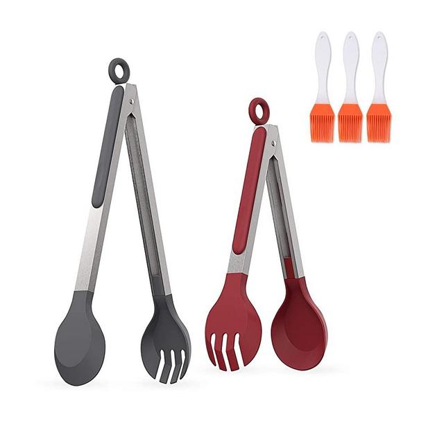 2 Packs Kitchen Tongs for Cooking - Nonstick Silicone Tips & Stainless Steel Handle Silicone Tongs, Serving, Outdoor/Indoor Grill, BBQ & Salad, 9-Inch & 12-Inch