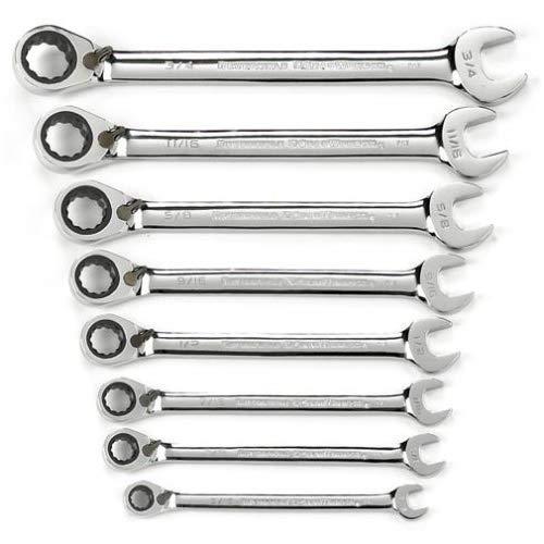 GEARWRENCH 8 Pc. 12 Point Reversible Ratcheting Combination SAE Wrench Set - 9533N