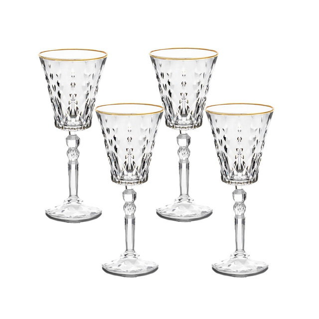 Lorren Home Trends Marilyn Gold-Tone White Wine Goblets, Set of 4
