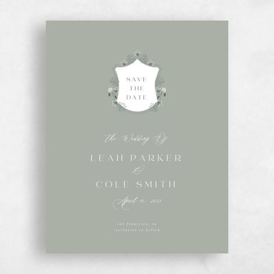 Pale Sage, Green Wedding Save the Date - Valentina Portrait