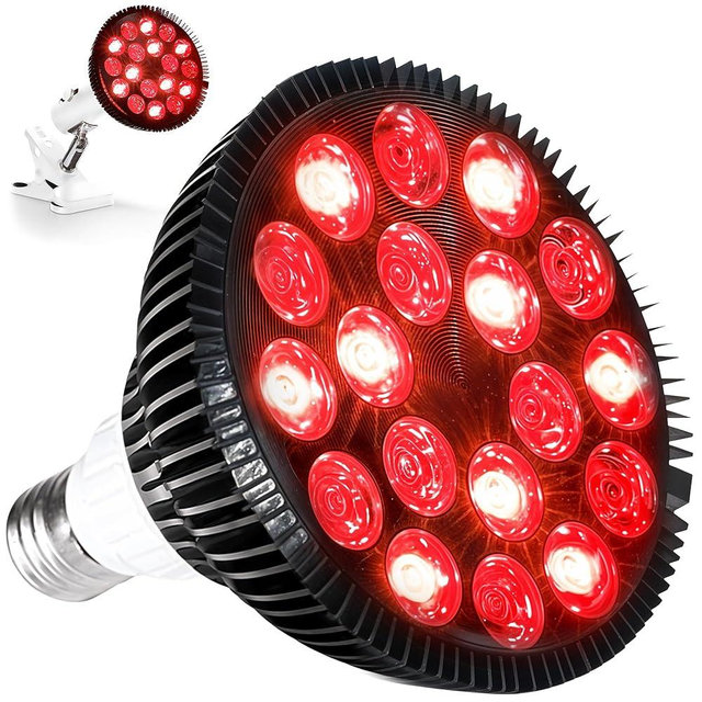 LifePro InfraGlow NIR & Red Light Therapy Lamp, Infrared Red Light Bulb with 18 LEDs & Clip-On Design, at-Home Therapy for Body, Chronic Pain Relief, Skin Wellness & Recovery