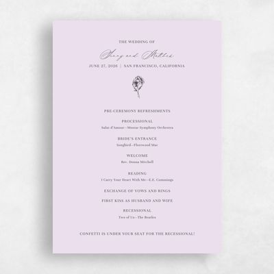 Lavender, Purple Wedding Program - Lyra