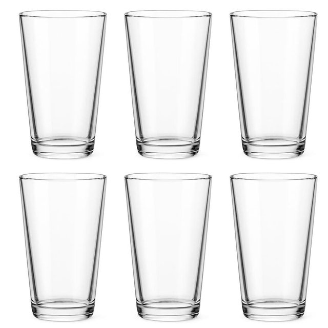 16 oz Pint Glasses Set of 6 – Premium Clear Drinking Glasses with Heavy Base, Durable Dishwasher Safe Beer Glasses for Home Bar, Cocktails, Water & Everyday Use
