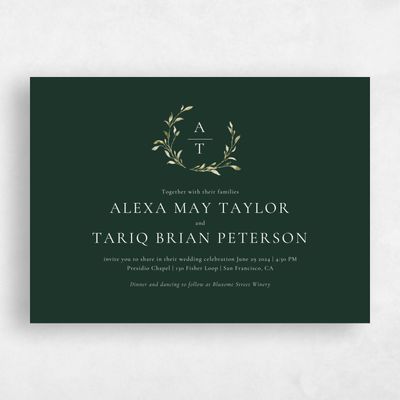 Green Greenery Wedding Invitation - Somerset Landscape