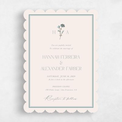 Beige Scalloped Wedding Invitation - Marlowe Classic