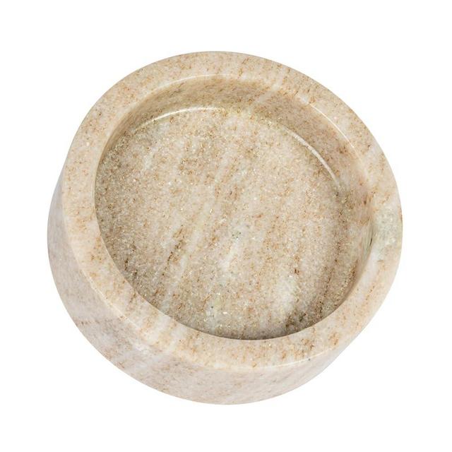 Bloomingville 5 Inches Round Marble Bottle Holder, Beige Dish