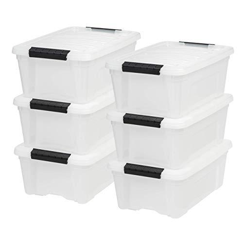 IRIS USA, Inc TB-42 12 Quart Stack & Pull Box, Multi-purpose Storage Bin, 6 Pack, Pearl