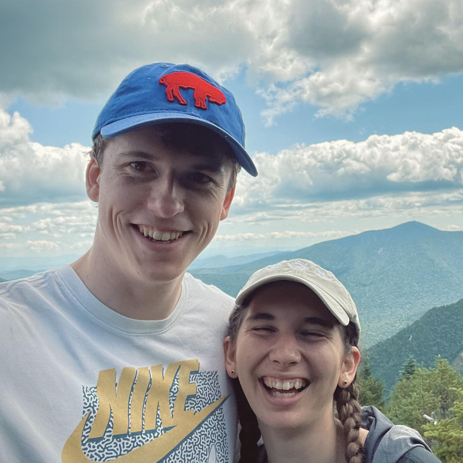 Top of WolfJaw mountain ADK 2025 (taken approximately 3 hours after getting lost in the wilderness and 45 min. before Elijah asked Luke "are we close to the bottom?" (we were not)