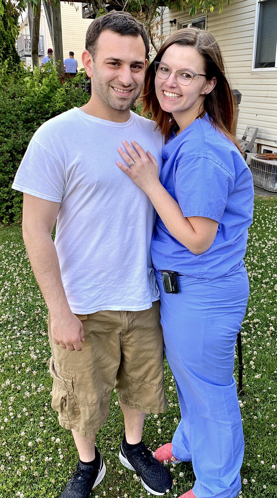 Mike proposed after he picked me up from work, in my scrubs and everything
