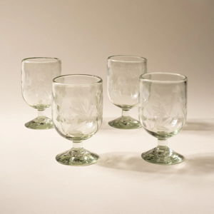 Etched Thistle Glassware - Wine Glass Set of 4 (Clear)