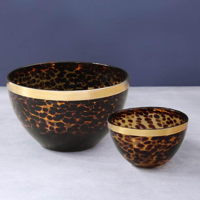 GLASS Tortoise and Golden 8" Bowl
