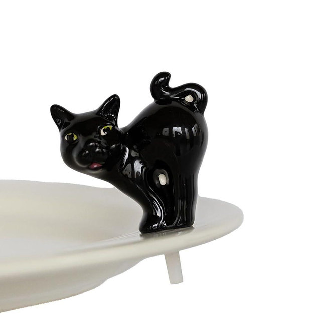 Nora Fleming Scaredy Cat (Black Cat) - Hand-Painted Ceramic Halloween Decor - Fall Minis for The Home and Office - A419