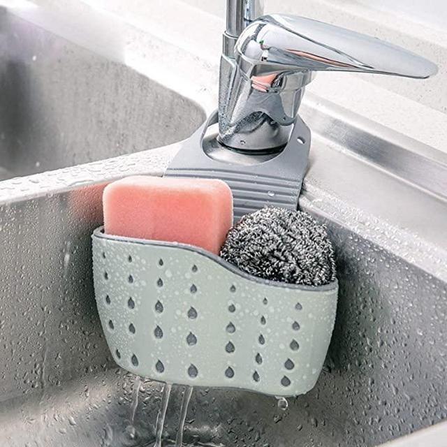 Kitchen Sink Shelf Soap Sponge Drain Rack Holder Double Decker Hanging Basket Storage Suction Cup Kitchen Organizer Sink Accessories Wash Dropshipping, 1Pcs (Green)