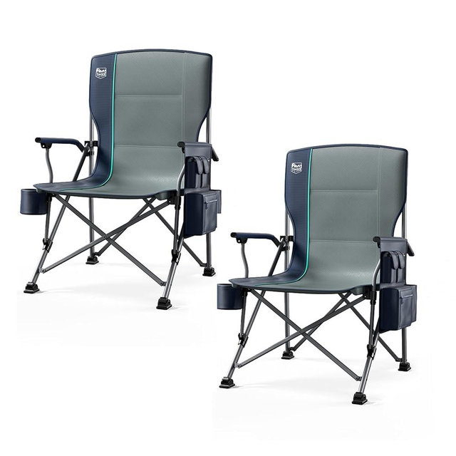 TIMBER RIDGE Oversized Folding Camping Chair High Back Heavy Duty for Adults Support up to 500lbs with Cup Holder, Side Pocket Cooler Bag 2 Pack