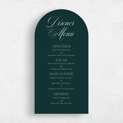 Green Arch Wedding Menu - Hunter