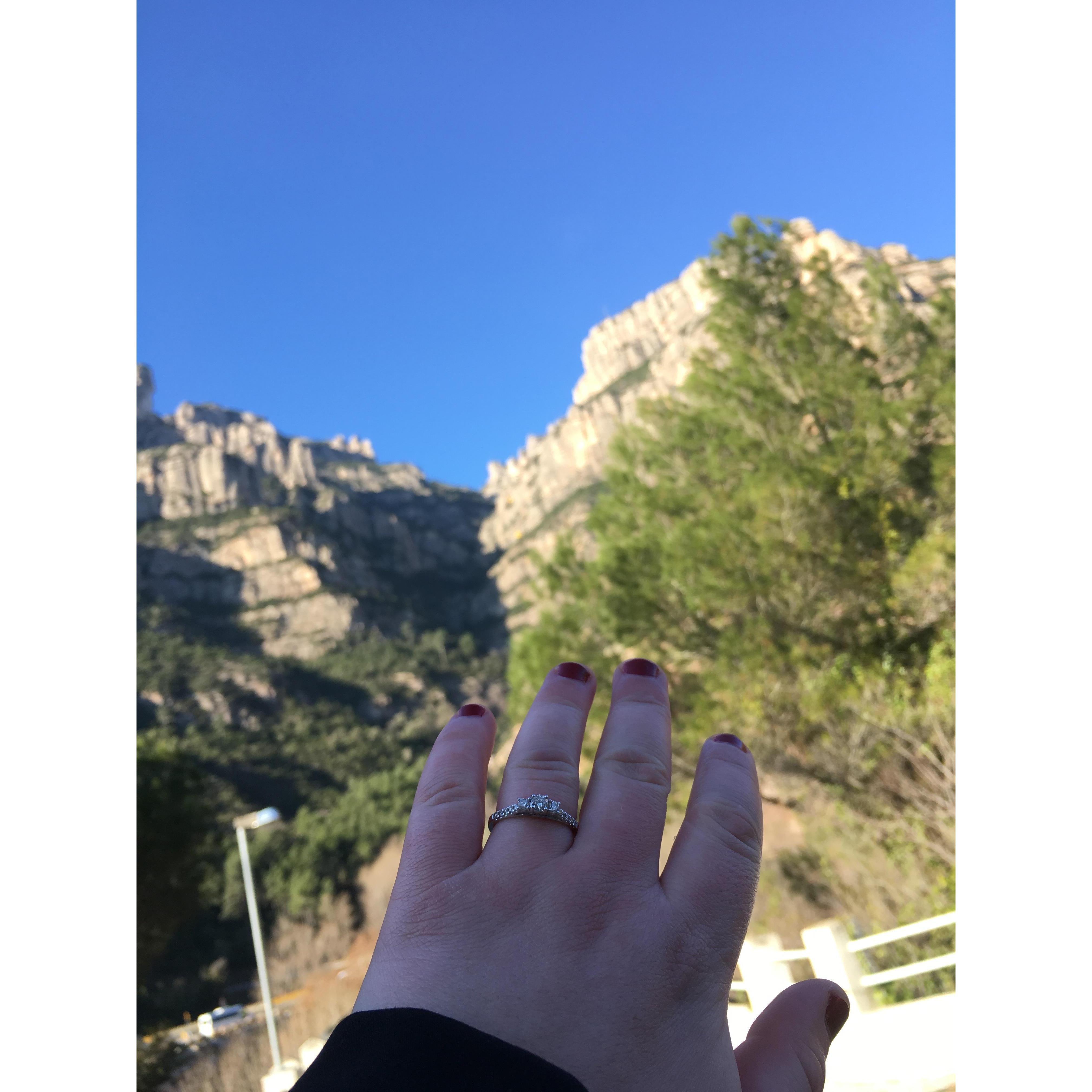 I took this photo right after Matt proposed to me at Montserrat in Barcelona!