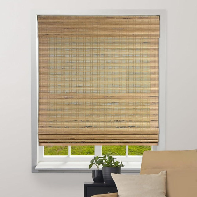 ARLO BLINDS Sheer Bamboo Roman Shades with Valance - Tuscan, 30.5" W x 60" H - Light Filtering Cordless Blinds for Interior Windows - Real Natural Bamboo Material - Mounting Hardware Included