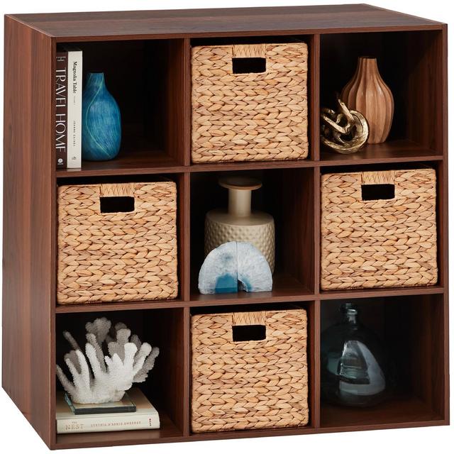 Best Choice Products 9-Cube Bookshelf, Display Storage Compartment Organizer w/ 3 Removable Back Panels - Walnut