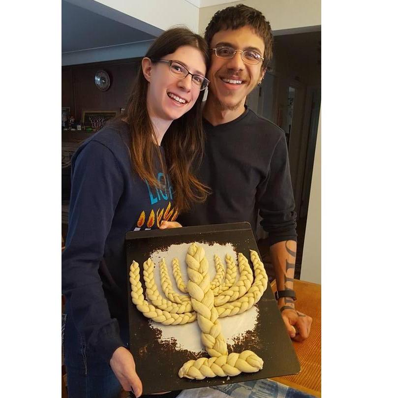 Hannukah 2017 with our challah menorah