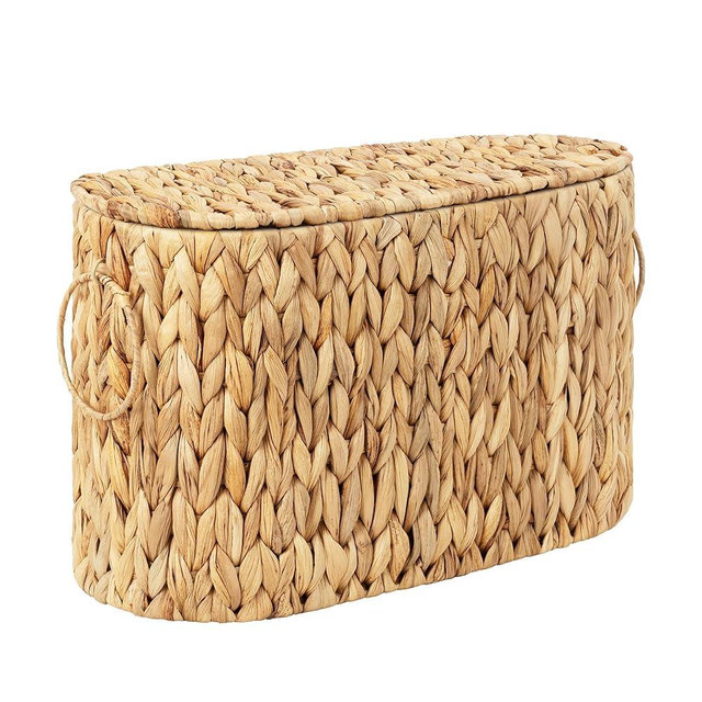 StorageWorks Toilet Paper Storage with Lid, Toilet Paper Storage Holder for 6 Regular Rolls, Wicker Basket for Bathroom, Natural Water Hyacinth
