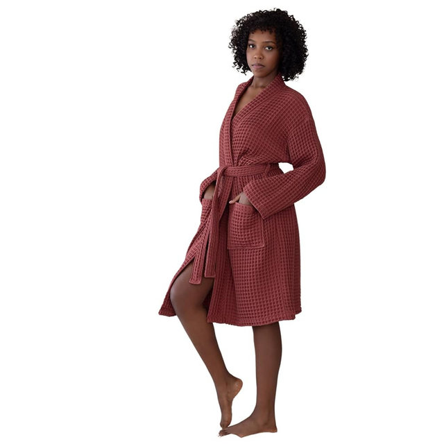 Viva Maison Womens Kimono Waffle Robe - Lightweight 100% Turkish Cotton Housecoat for All-Day Lounging - Bathrobe for Shower