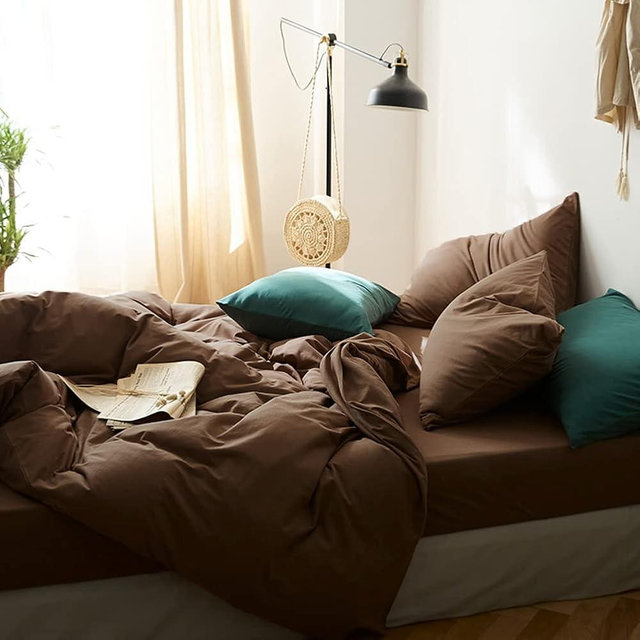 CoutureBridal Brown Duvet Cover King Size Solid Mocha Coffee Color Bedding Duvet Cover 3 Pieces Minimalist Soft Microfiber Comforter Cover with Zipper Ties Gift for Men Women