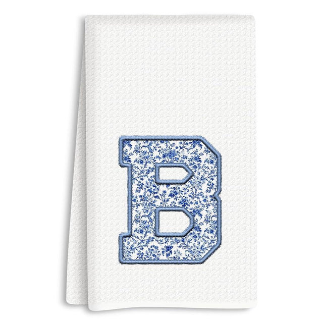 ASDFKVFR Chinoiserie Monogrammed Hand Towels, Monogrammed Kitchen Towels, Personalized Kitchen Towel, Personalized Gifts for Women, Reusable Initial B Waffle Towel for Bathroom Home Decor 14x24 Inch