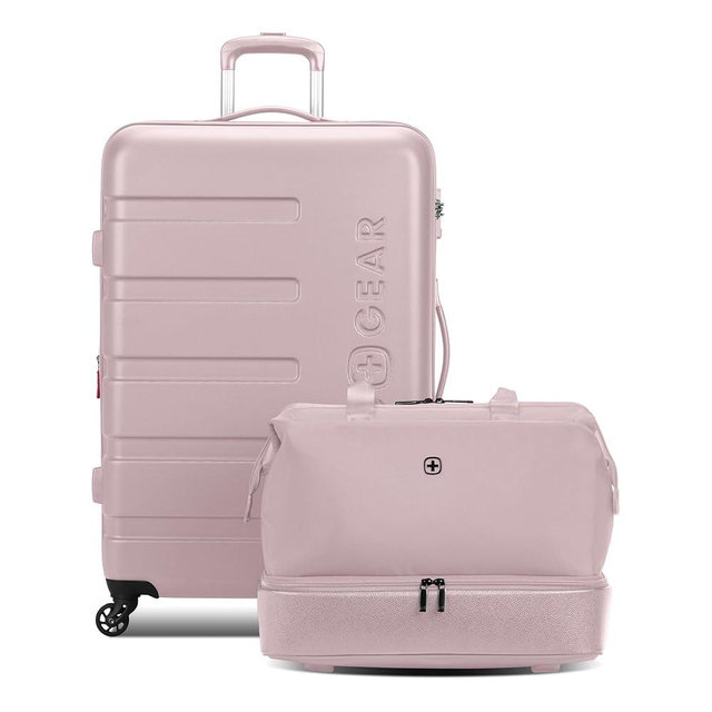 SwissGear 7366 Signature Hardside Expandable Luggage with Spinner Wheels and TSA Lock, Weekender Tote, Pink, 2-Piece Set (Weekender/27)