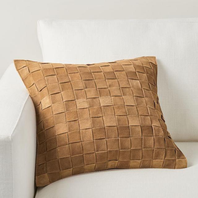 Basketweave Patchwork Pillow Cover, 18" x 18", Camel