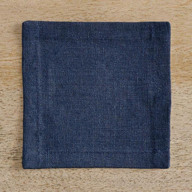 Mason Oversized Linen Coasters, Set of 4 - Indigo