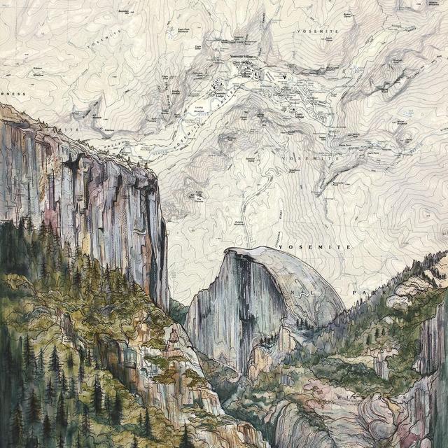 Yosemite Painting Print Illustration, Size 24x30
