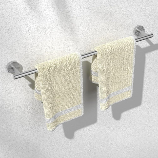 HITSLAM Brushed Nickel 25.7 Inch Towel Bar for Bathroom, SUS304 Stainless Steel Bathroom Towel Rack Wall Mounted, Modern Home Decor Bath Towel Holder with Hardware Accessories