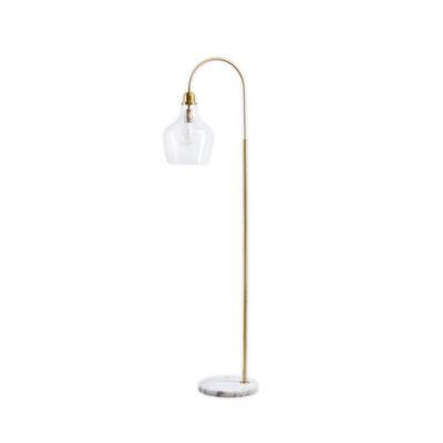 Hampton Hill Auburn Floor Lamp in Gold with Glass Shade