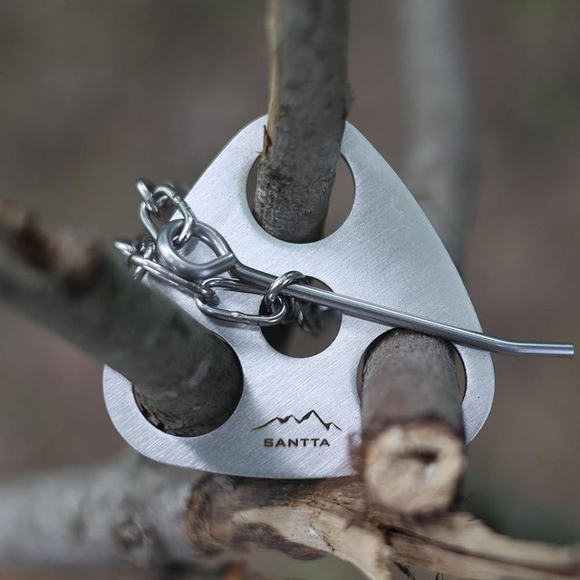 SANTTA Camping Tripod Board - Turn Branches into Campfire Tripod, Portable Outdoor Firepit Cooking Support Plate with Adjustable Chain for Hanging Pot Cup Grill