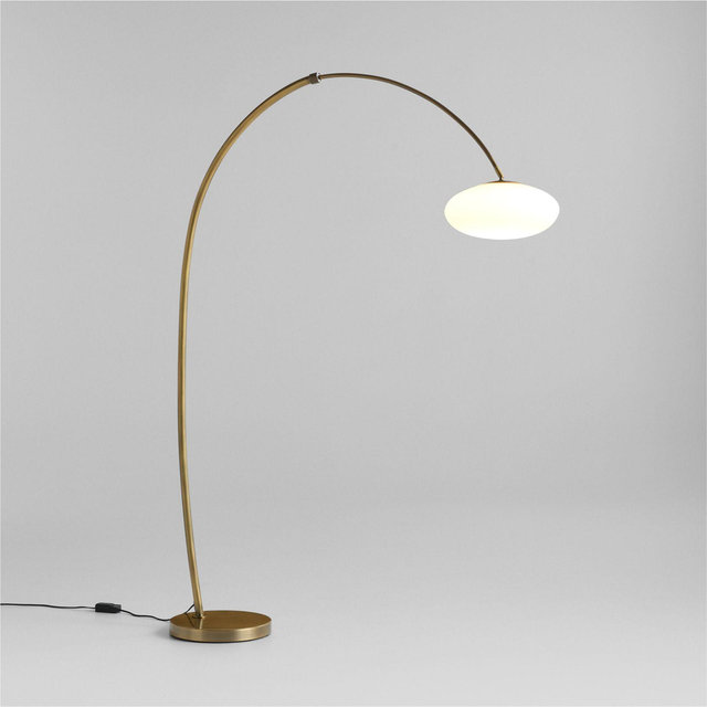 Moon Brass Arc Floor Lamp with Glass Shade