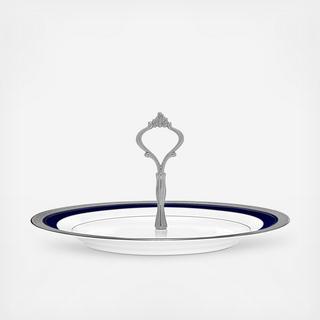 Crestwood Cobalt Platinum Handled Hostess Tray