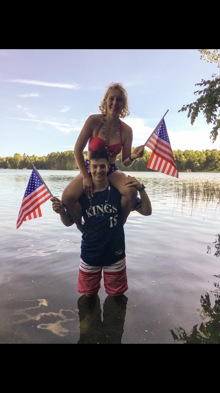 This is what a recently engaged all-American couple looks like.