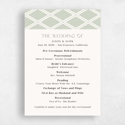 Multi-Colored Wedding Program - Diamant