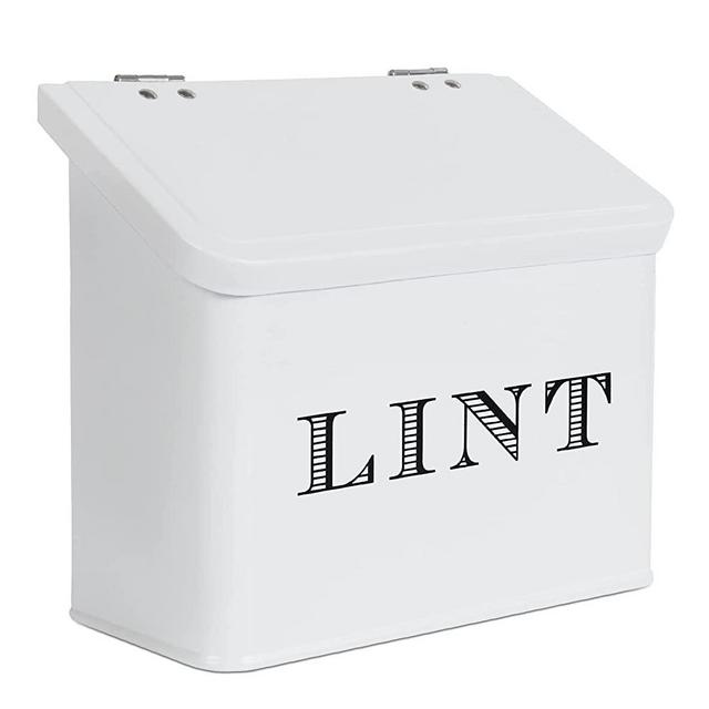 nonacasa Lint Bin for Laundry Room, Magnetic Lint Bins with Lids, Space-Saving Lint Holder for Dryer, Baby Size Magnetic Lint Bin for Laundry Organization. Farmhouse Laundry Room Decor. White.