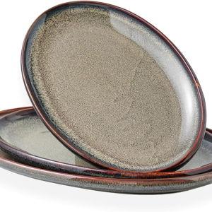 Ceramic Large Serving Platters- Caramel Brown